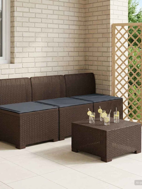 Three-Seater Outdoor Rattan Sofa with Cushions