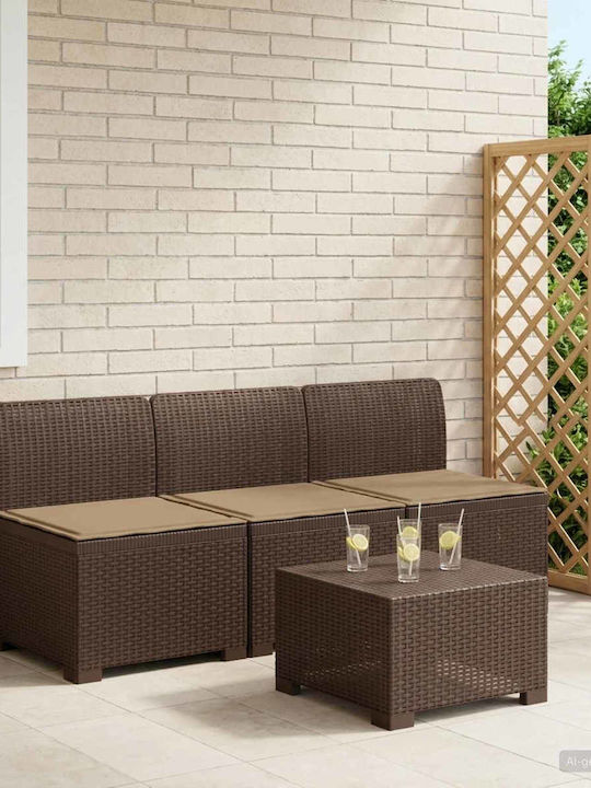 Three-Seater Outdoor Rattan Sofa with Cushions