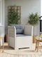 Outdoor Chair Rattan White with Cushion