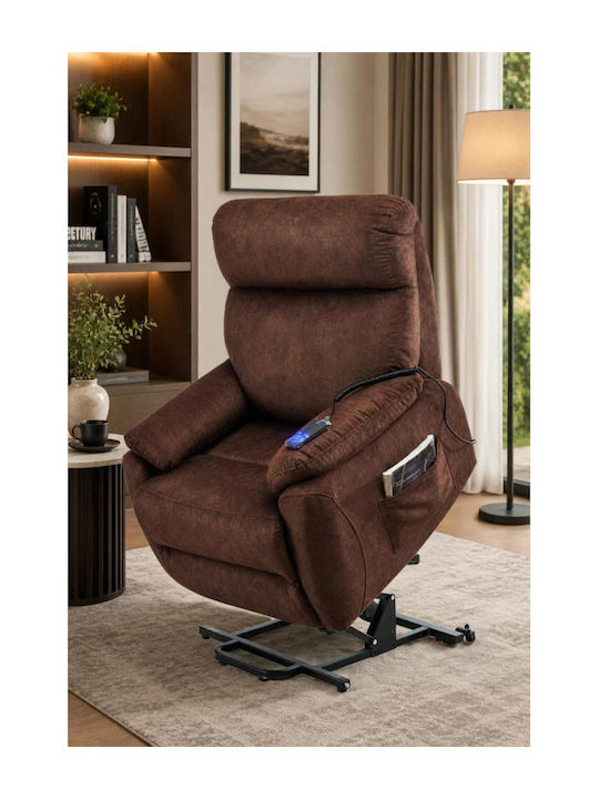 Armchair with Footstool Brown 80x100x110cm