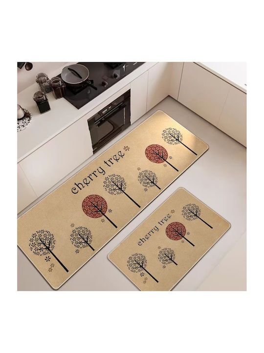 Mc Decor Cherry Rectangular Kitchen Mat with Non-Slip Backing Cherry 50x80cm