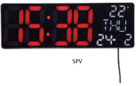 SPV Digital Red Wall Clock 32x11cm