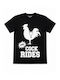 Men's Short Sleeve Printed T-shirt "free Cock Rides" Rooster 63842-Black