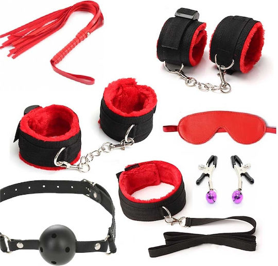 Pleasure BDSM Kit σε Κόκκινο Χρώμα 7τμχ
