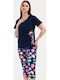 Vienetta Secret Καλοκαιρινό Γυναικείο Σετ Πιτζάμας Μπλε