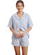 Set De Pijamale Dama De Vară Albastru Deschis Ip9163