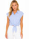 Sleeveless Women's Cotton Shirt Light Blue SB-CR-2117-26SH-Light Blue