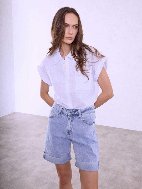 Celestino Damen-Shorts Mit Umgekehrtem Abschluss Hellblau Celestino Damen-Shorts Mit Umgekehrtem Abschluss Hellblau