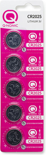 Q-Nomic Батерии Литий За Часовници CR2025 3V 5 Броя