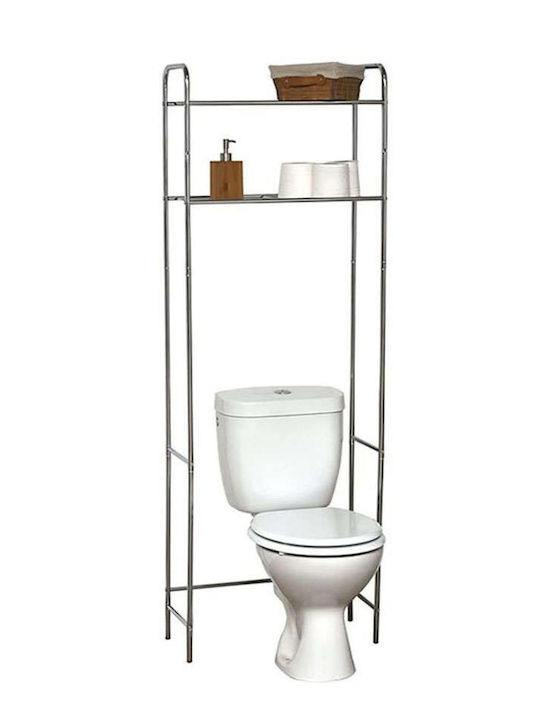 Atmosphera Floor Bathroom Shelf Metallic with 2 Shelves 60x27.5x173cm Grey