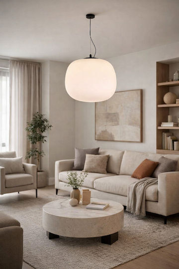 Inlight Hanging Light White Ball with E27 Socket 38x38x30cm