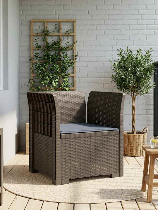 Outdoor Rattan Armchair with Cushion 68x62cm