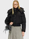 Short Women's Puffer Jacket for Winter Black