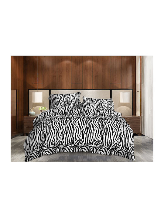 Set Double Bed Sheets with Rubber Hugger 160x200+30cm Zebra 5 Pieces