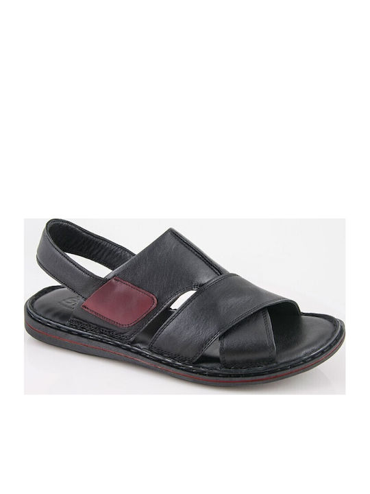 Safe Step Leather Men's Sandals in Black Colour