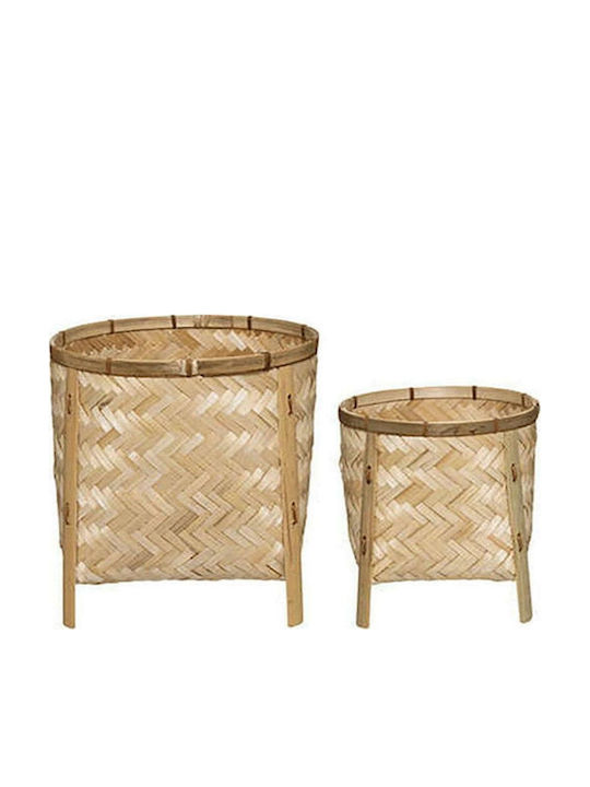 Plant Pots Set 2 Pieces 07.185442 21x21x23cm/26x26x28cm Natural Bamboo