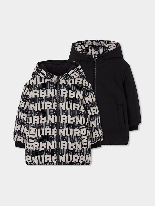 Geacă casual pentru copii reversibilă bej cu negru