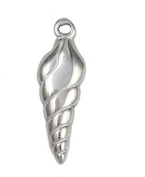 Steel Hanging Seashell Silver 22x7mm 2pcs