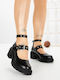 Leather Heels with Medium Heel Black