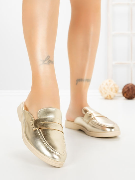 Flat Mules σε Χρυσό Χρώμα