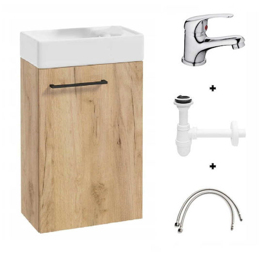 Deftrans Badezimmer Waschtisch-Einheit M40xB22xH60cm Craft Eiche