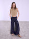 Celestino Damen-Leinenhose Mit Gummiband Loose Fit Dunkelblau