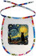 Koupakoupa Starry Night Cat Waterproof Baby Bib Made of 100% Cotton with Lace Band Colored