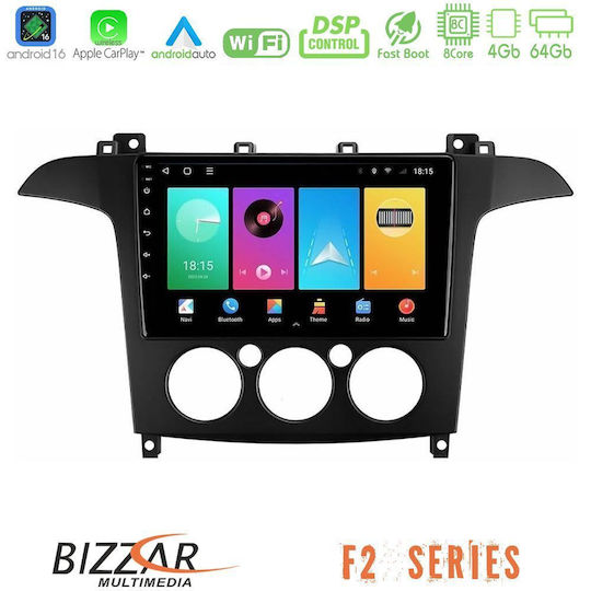 Bizzar Car Audio System for Ford S-Max 2006-2008 with A/C (Bluetooth/USB/WiFi/GPS/Apple CarPlay/Android Auto) with 9" Touch Screen