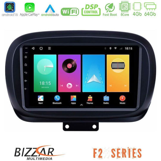 Bizzar Ηχοσύστημα Αυτοκινήτου για Fiat 500X 2015-2020 (Bluetooth/USB/WiFi/GPS/Apple-Carplay/Android-Auto) με Οθόνη Αφής 9"