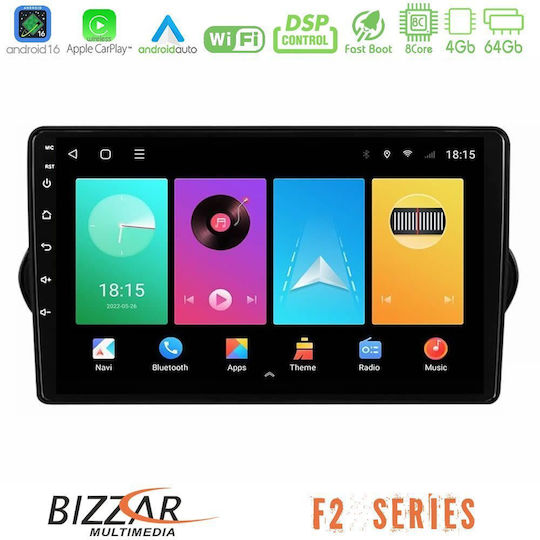 Bizzar Ηχοσύστημα Αυτοκινήτου για Fiat Tipo 2015-2022 (Bluetooth/USB/WiFi/GPS/Apple-Carplay/Android-Auto) με Οθόνη Αφής 9"