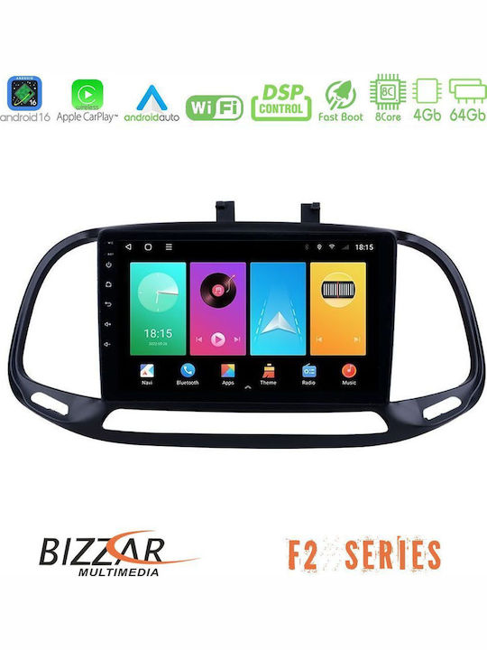 Bizzar Car Audio System for Fiat Doblo 2015-2022 Bluetooth USB WiFi GPS Apple CarPlay Android Auto with 9" Touch Screen