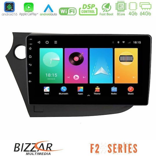 Bizzar Sistem Audio Auto pentru Honda Insight 2009-2015 (Bluetooth/USB/Wi-Fi/GPS/Apple CarPlay/Android Auto) cu Ecran Tactil 9"