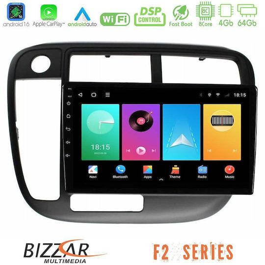 Bizzar Ηχοσύστημα Αυτοκινήτου για Honda Civic 1995-2001 με A/C (Bluetooth/USB/WiFi/GPS/Apple-Carplay/Android-Auto) με Οθόνη Αφής 9"