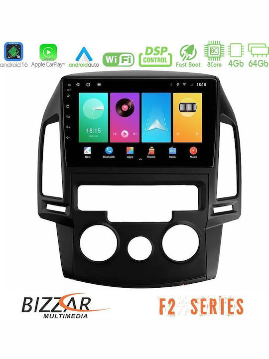 Bizzar Car Audio System for Hyundai i30 2007-2012 with A/C (Bluetooth/USB/WiFi/GPS/Apple CarPlay/Android Auto) with 9" Touch Screen