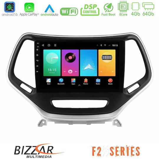 Bizzar Car Audio System for Jeep Cherokee 2014-2019 Bluetooth USB WiFi GPS Apple CarPlay Android Auto with 9" Touch Screen