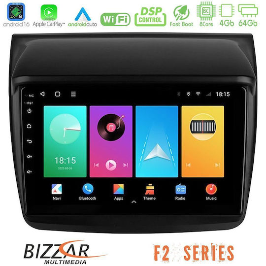 Bizzar Car Audio System for Mitsubishi L200 2006 – 2015 with A/C Bluetooth USB WiFi GPS Apple CarPlay Android Auto with 9" Touch Screen