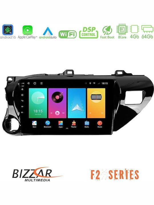 Bizzar Car Audio System for Toyota Hilux 2017-2021 Bluetooth USB WiFi GPS Apple CarPlay Android Auto with 10" Touch Screen