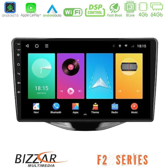 Bizzar Ηχοσύστημα Αυτοκινήτου για Peugeot 108 / 107 Toyota Aygo Citroen C1 (Bluetooth/USB/WiFi/GPS/Apple-Carplay/Android-Auto)