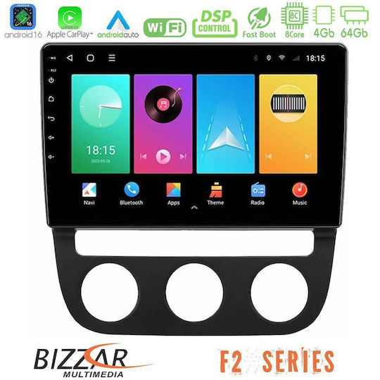 Bizzar Car Audio System for Volkswagen Jetta 2005 2010 with A/C Bluetooth USB WiFi GPS Apple CarPlay Android Auto with 10 Inch Touch Screen