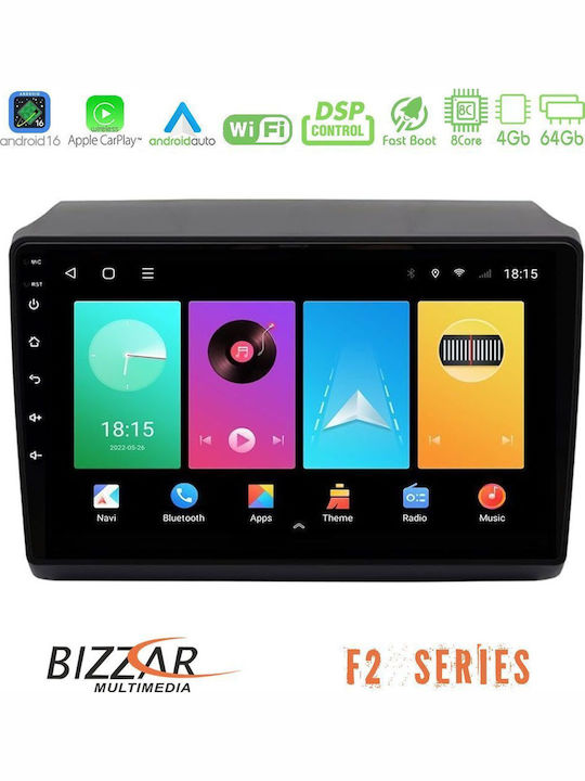 Bizzar Car Audio System for Peugeot Boxer Opel Movano Fiat Ducato Citroen Jumper 2011-2021 Bluetooth USB WiFi GPS Apple CarPlay Android Auto with 9" Touch Screen