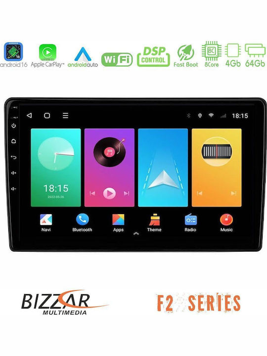 Bizzar Auto-Audiosystem für Alfa Romeo Brera / Spinne mit Touchscreen 9" Bluetooth USB Wi-Fi GPS Apple CarPlay Android Auto