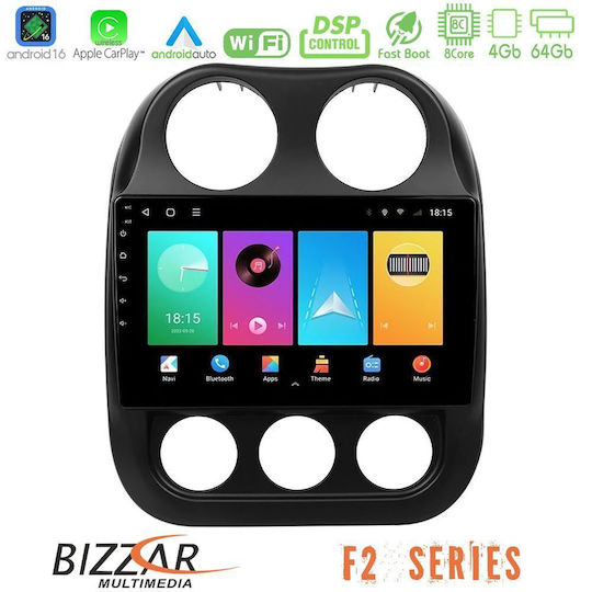 Bizzar Ηχοσύστημα Αυτοκινήτου για Jeep Compass 2012-2016 (Bluetooth/USB/WiFi/GPS/Apple-Carplay/Android-Auto) με Οθόνη Αφής 9"