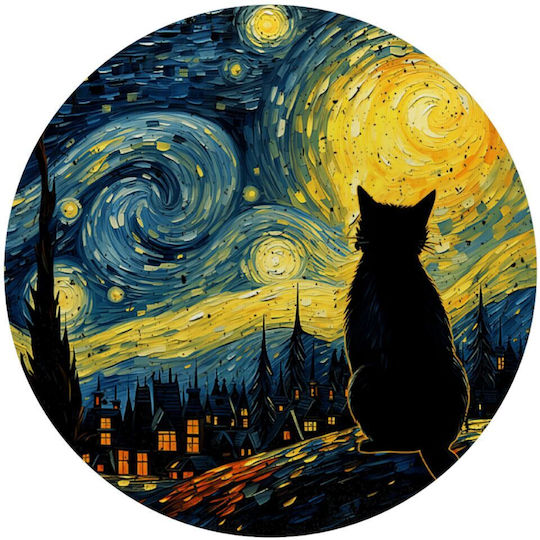 Koupakoupa Starry Night Cat Mouse Pad (200mm) KP_34600_mousepad-round