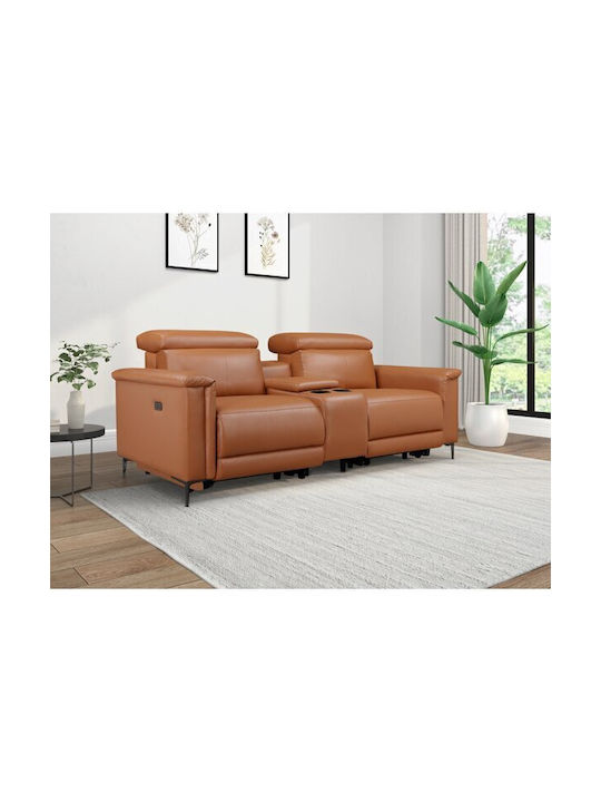 Epipla1.gr Evamare 108 Doppelsitzer Sofa Künstliches Leder Braun 195x99x97cm