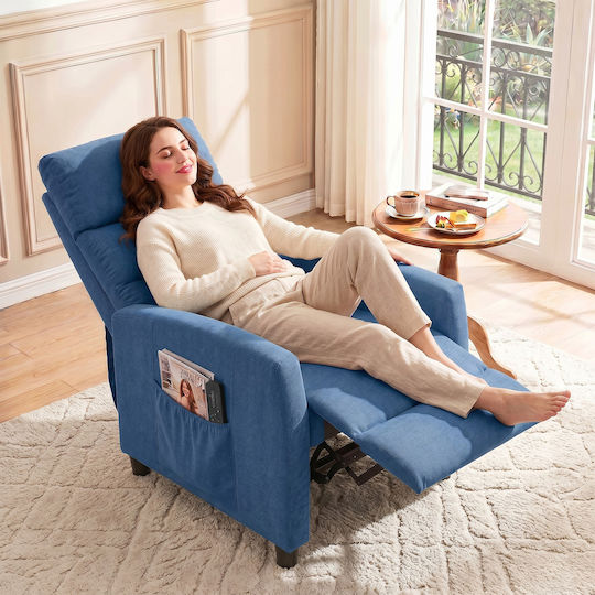 Πολυθρόνα Relax Massage με Υποπόδιο Σκούρο Μπλε 66x91x108cm
