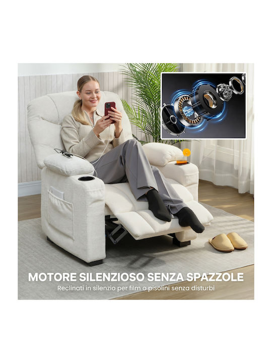 Πολυθρόνα Relax με Υποπόδιο Κρεμ