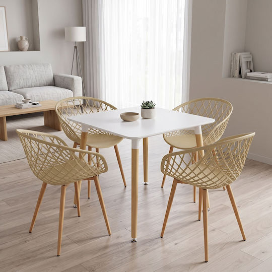 Kitchen Table Natali with 4 Chairs 80x80cm