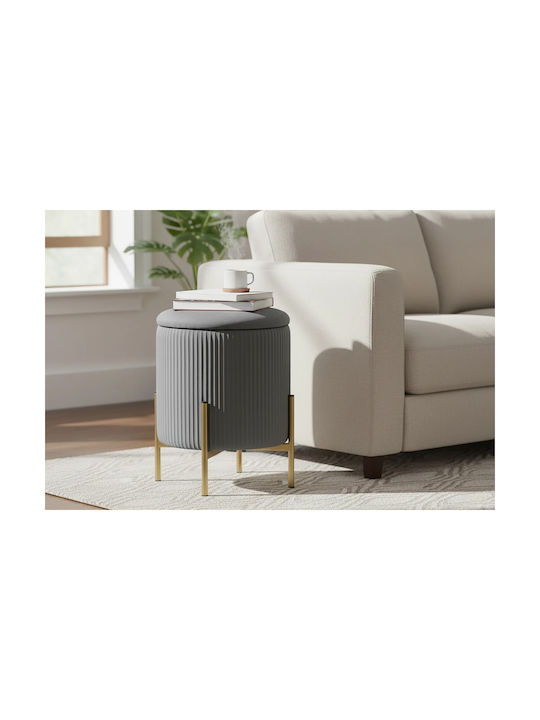 Hocker Für Das Wohnzimmer Klappbar Mit Stauraum Bezug Stoff Grau 30x30x42cm