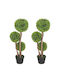 HomCom Set of 2 Artificial Boxwood Trees 3 Balls Pot Reinforced Base Height 90 cm Indoor & Outdoor Use 830-705v02yg