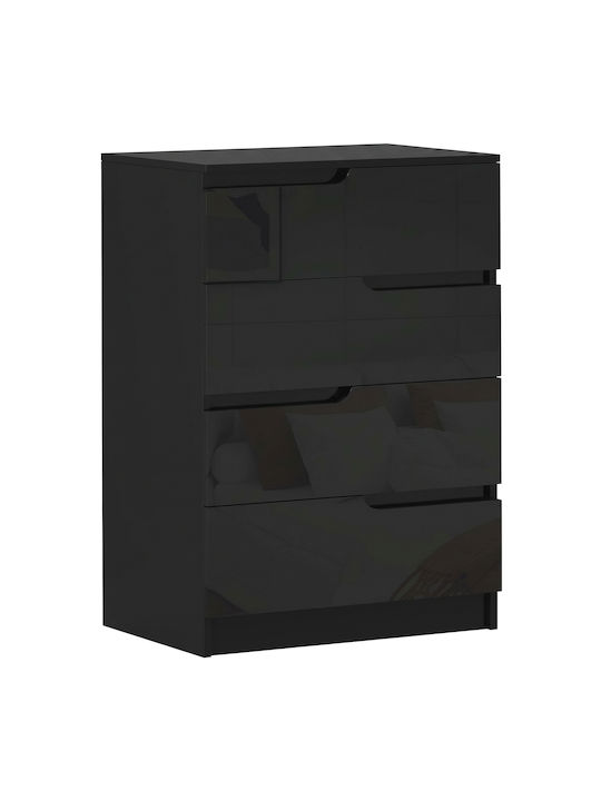 Chest of Drawers Wooden with 4 Drawers Glossy B...